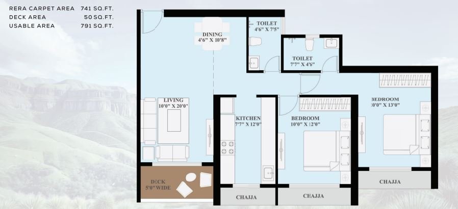 Spacious 2 BHK apartment interior at Metro Satyam Kharghar -711 SqFt